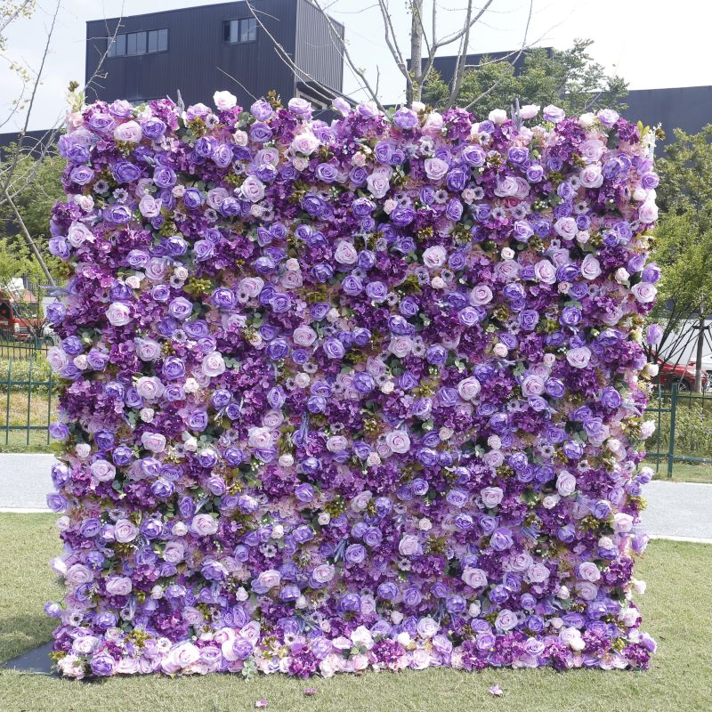 BD148 3D Rose Floral Artificial Flower Backdrop Rolling Up Curtain Flower Wall - 8ft*8ft