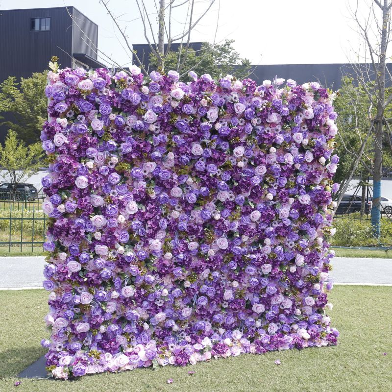 BD148 3D Rose Floral Artificial Flower Backdrop Rolling Up Curtain Flower Wall - 8ft*8ft