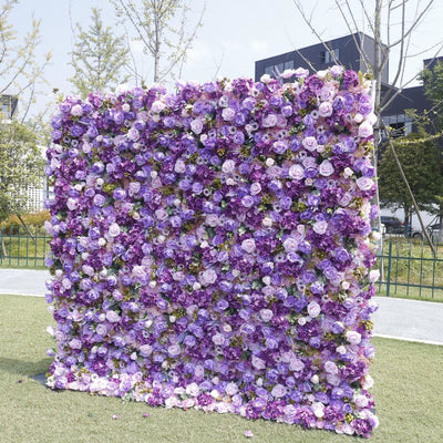 BD148 3D Rose Floral Artificial Flower Backdrop Rolling Up Curtain Flower Wall - 8ft*8ft