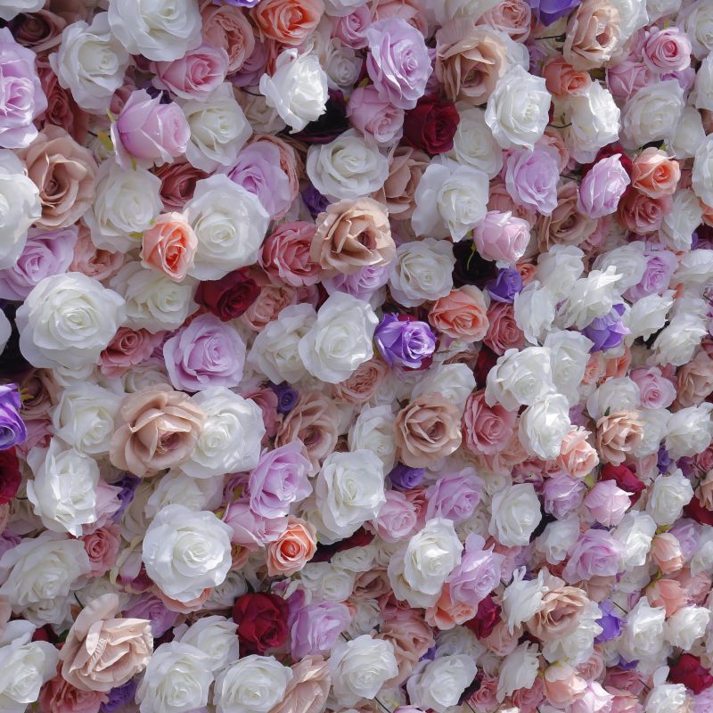 BD149 3D Rose Floral Artificial Flower Backdrop Rolling Up Curtain Flower Wall - 8ft*8ft