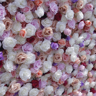 BD149 3D Rose Floral Artificial Flower Backdrop Rolling Up Curtain Flower Wall - 8ft*8ft