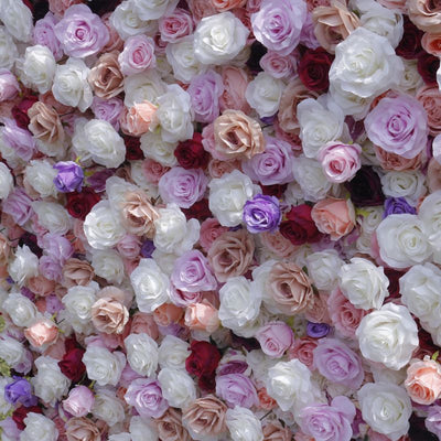 BD149 3D Rose Floral Artificial Flower Backdrop Rolling Up Curtain Flower Wall - 8ft*8ft