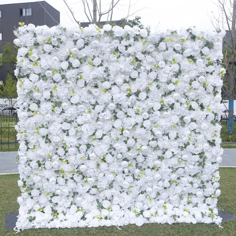 BD151 3D Rose Floral Artificial Flower Backdrop Rolling Up Curtain Flower Wall - 8ft*8ft