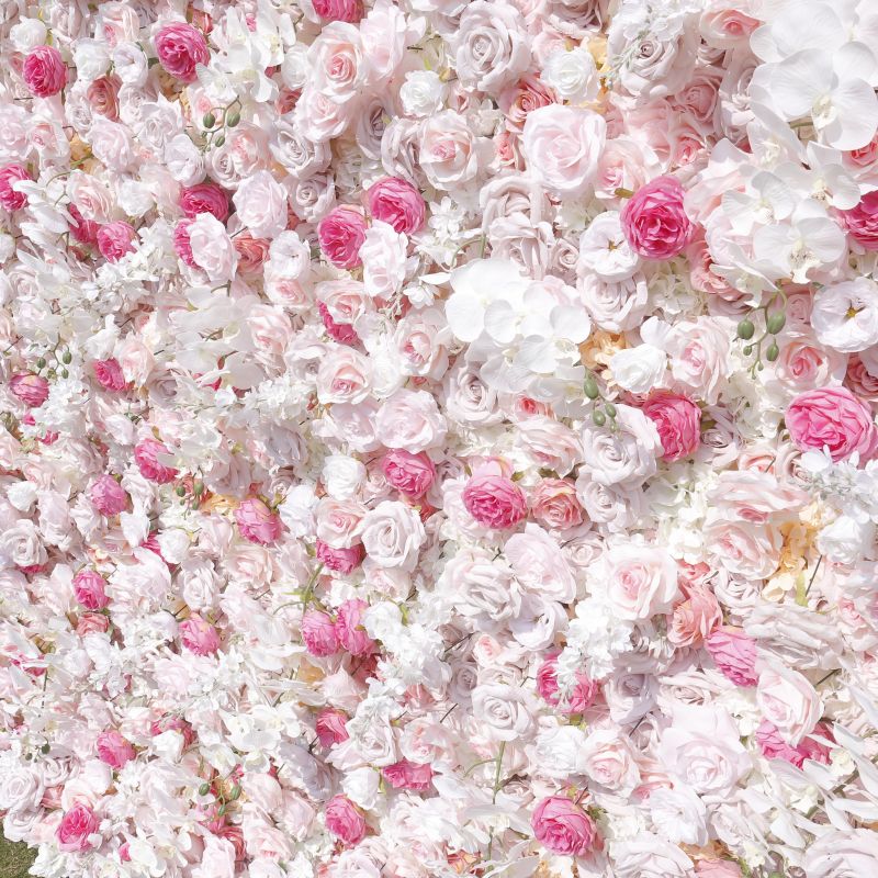 BD108 3D Rose Floral Artificial Flower Backdrop Rolling Up Curtain Flower Wall - 8ft*8ft