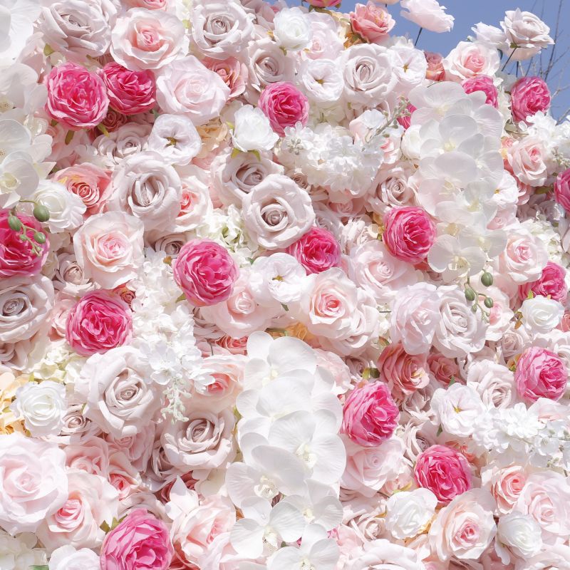 BD108 3D Rose Floral Artificial Flower Backdrop Rolling Up Curtain Flower Wall - 8ft*8ft