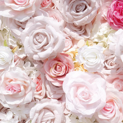 BD108 3D Rose Floral Artificial Flower Backdrop Rolling Up Curtain Flower Wall - 8ft*8ft