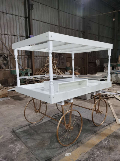 MDF+Metal Candy Dessert Cart with Wheels - White