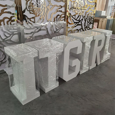 Custom Metal 26 Letters Table Decor with Acrylic Desktop- White