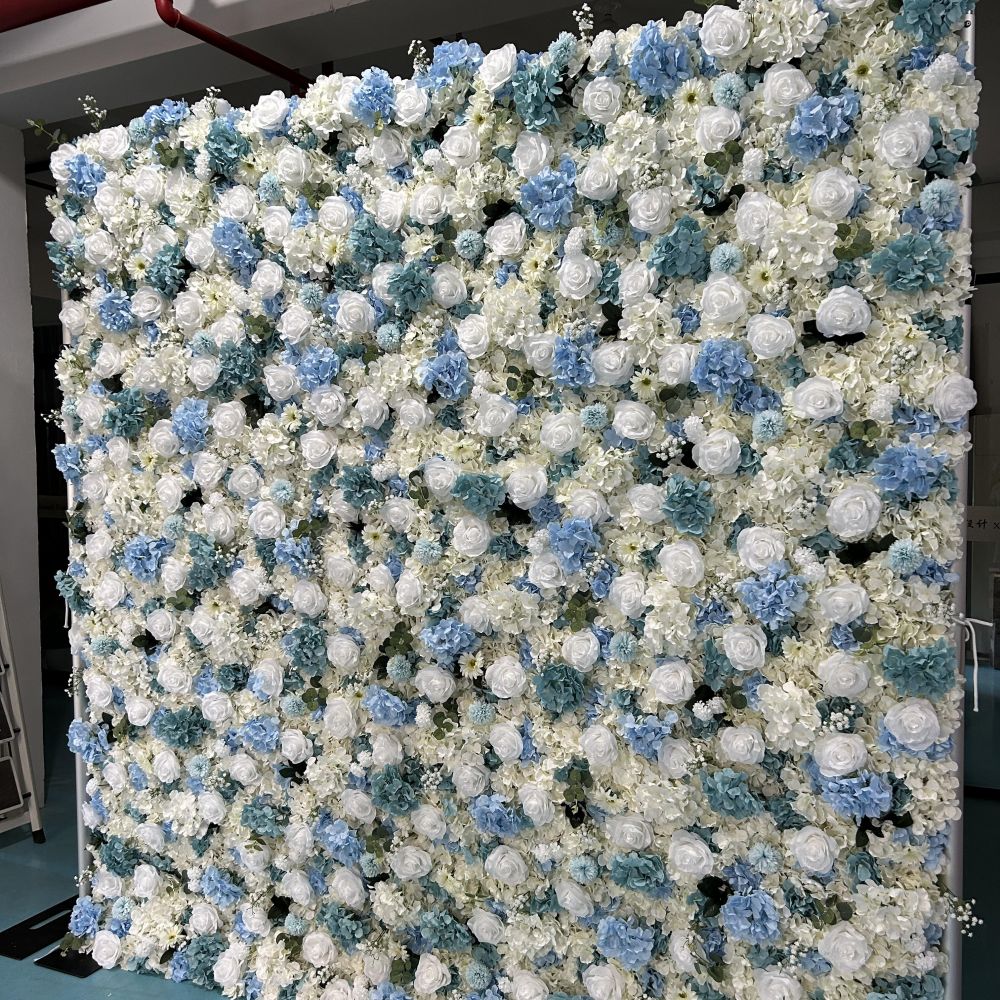 3D Fabric Artificial Flower Backdrop Rolling Up Curtain Flower Wall - 8ft*8ft