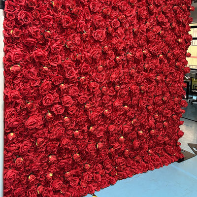 3D Fabric Artificial Flower Backdrop Rolling Up Curtain Flower Wall - 8ft*8ft