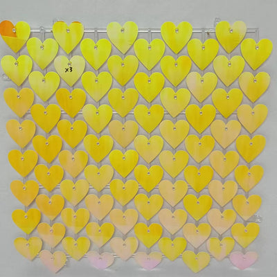 Heart Shape Shimmer Wall Panels / Clip Hole Backing & Heart Sequins - Yellow