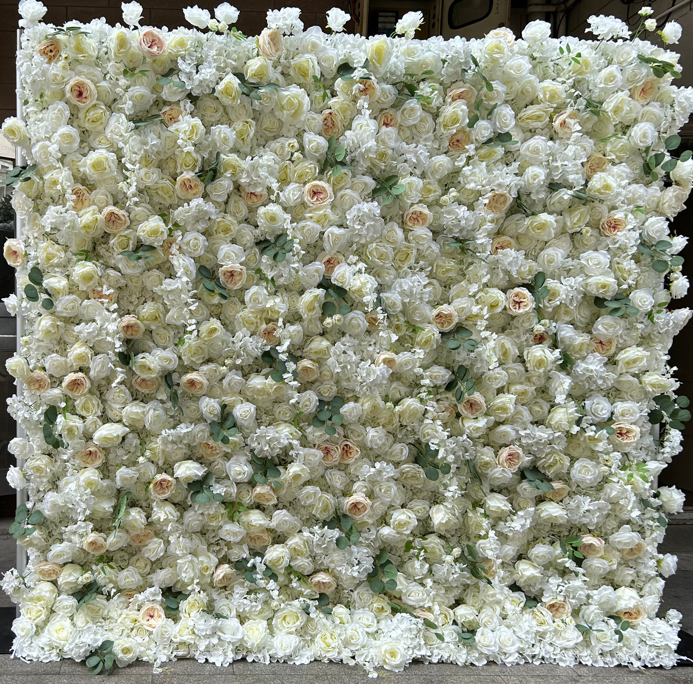 BD-119 5D Fabric Artificial Flower Backdrop Rolling Up Curtain Flower Wall - 8ft*8ft