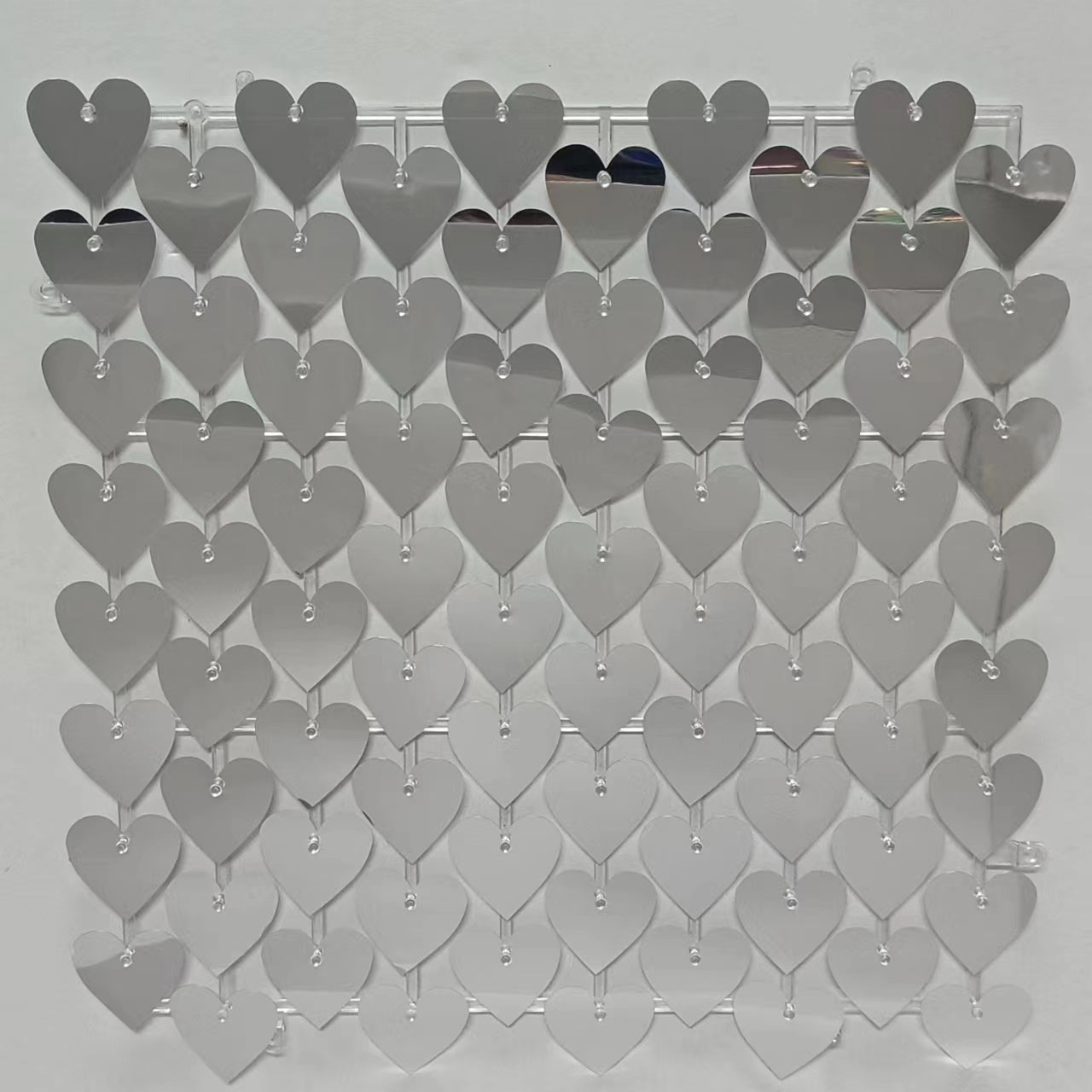 Heart Shape Shimmer Wall Panels / Clip Hole Backing & Heart Sequins - Black