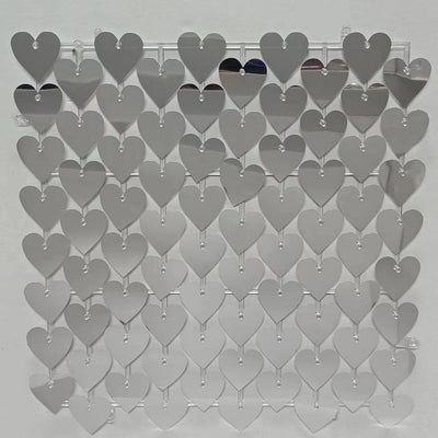 Heart Shape Shimmer Wall Panels / Clip Hole Backing & Heart Sequins - Orange