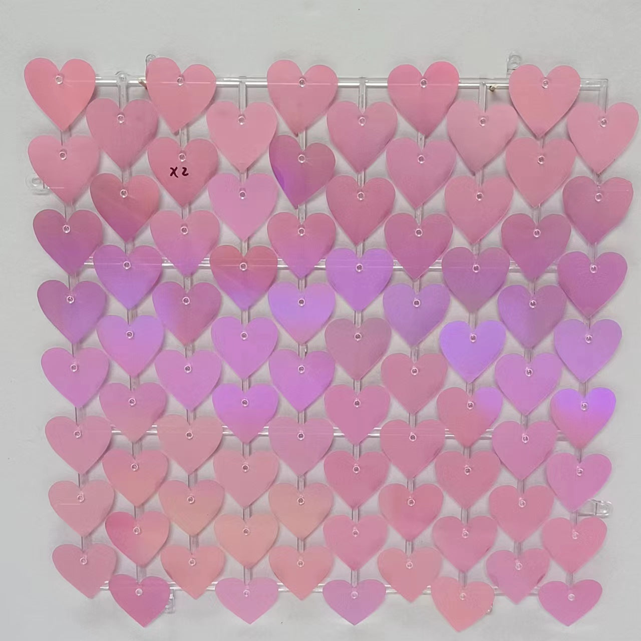 Heart Shape Shimmer Wall Panels / Clip Hole Backing & Heart Sequins - Bright Pink