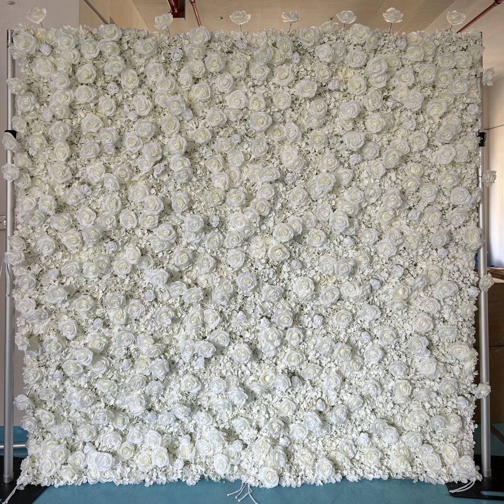 3D Fabric Artificial Flower Backdrop Rolling Up Curtain Flower Wall - 8ft*8ft