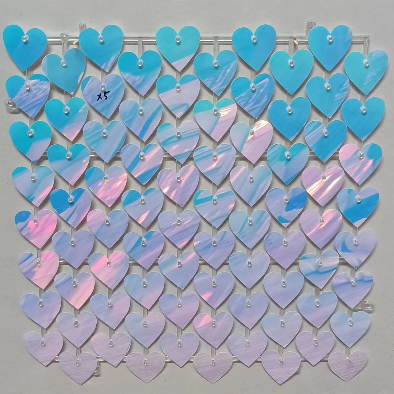 Heart Shape Shimmer Wall Panels / Clip Hole Backing & Heart Sequins - Black