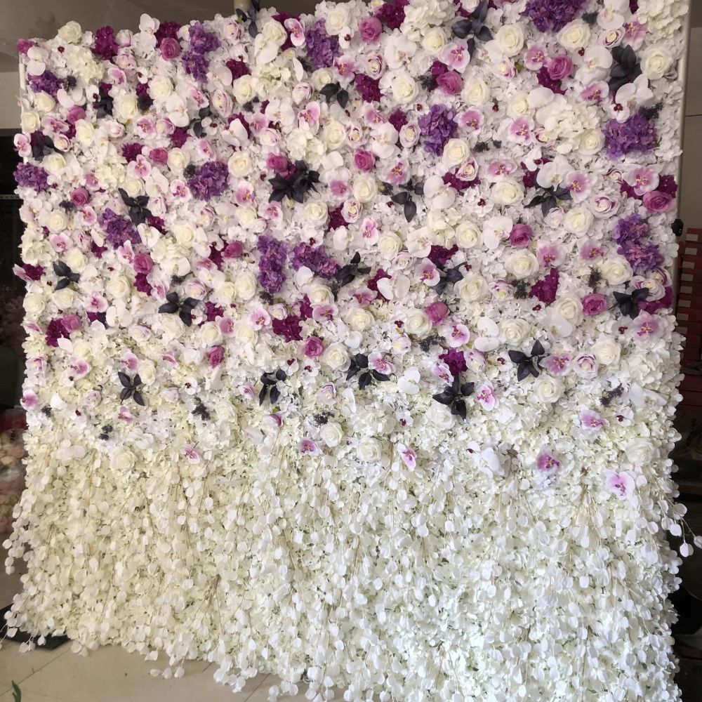 BD-083 3D Fabric Artificial Flower Backdrop Rolling Up Curtain Flower Wall - 8ft*8ft