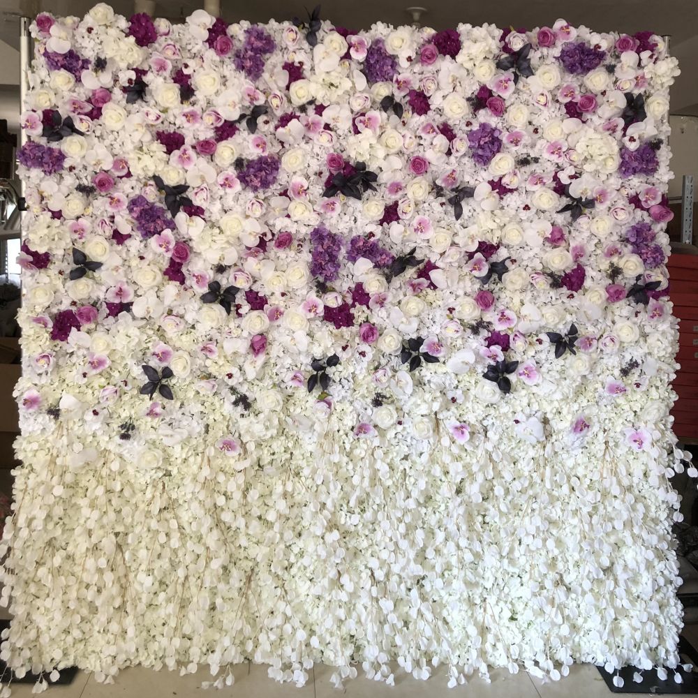 BD-083 3D Fabric Artificial Flower Backdrop Rolling Up Curtain Flower Wall - 8ft*8ft