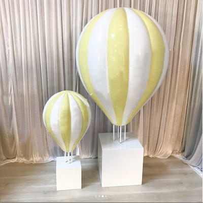 Pink Fiberglass Hot Air Balloon Decor Sculpture - Sky Blue