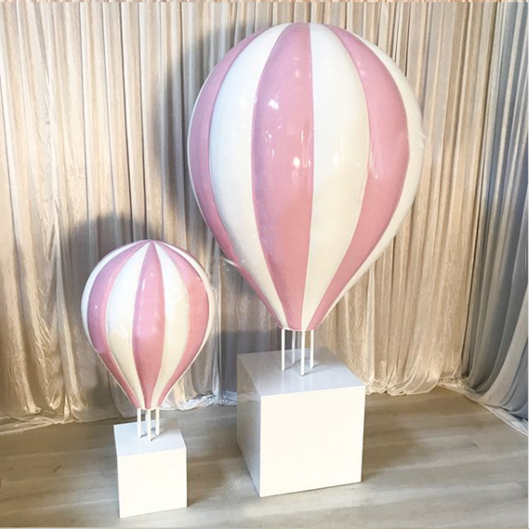 Pink Fiberglass Hot Air Balloon Decor Sculpture - Pink