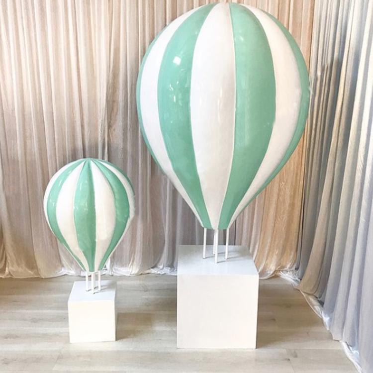 Pink Fiberglass Hot Air Balloon Decor Sculpture - Green