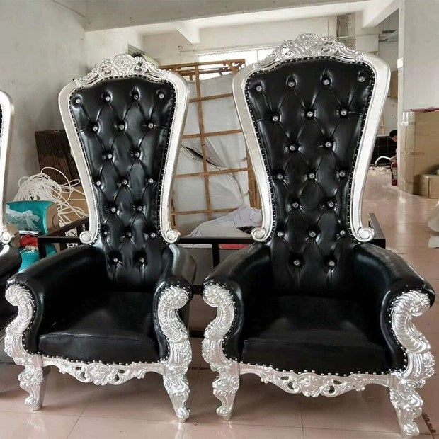 French Bride and Groom Throne Chair - Black