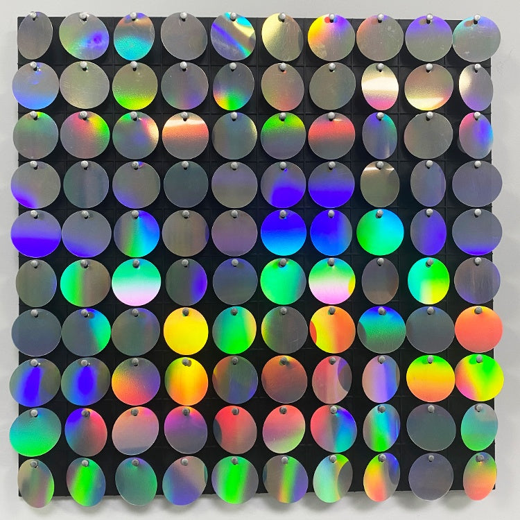 Round Shape Shimmer Wall Panels / Clip Hole Backing & Round Sequins - Rainbow