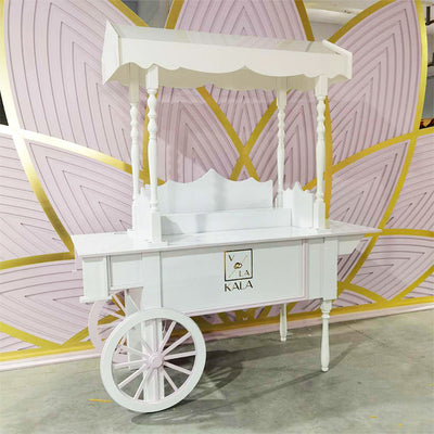 PVC+Acrylic Candy Dessert Cart with Wheels - White