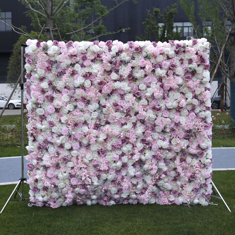 BD-021 3D Fabric Artificial Flower Backdrop Rolling Up Curtain Flower Wall - 8ft*8ft