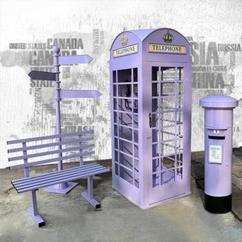 London Telephone Booth+2M Sign+1.2M Mailbox+1M Bench+0.5M Telephone - Blue