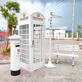 London Telephone Booth+2M Sign+1.2M Mailbox+1M Bench+0.5M Telephone - White