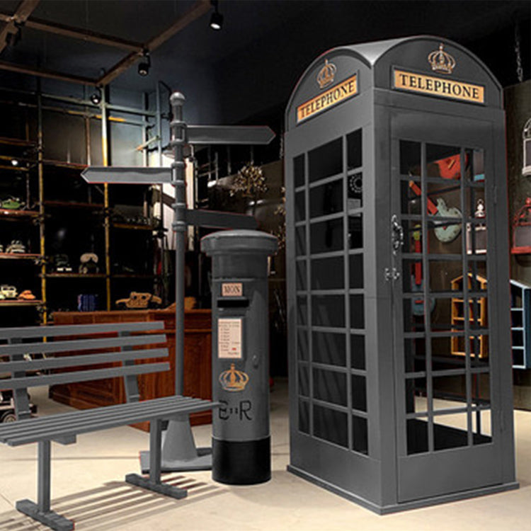 London Telephone Booth+2M Sign+1.2M Mailbox+1M Bench+0.5M Telephone - Bronze