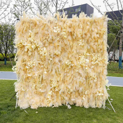 HE-BD030 5D Feather Backdrop Rolling Up Curtain Flower Wall - 8ft*8ft