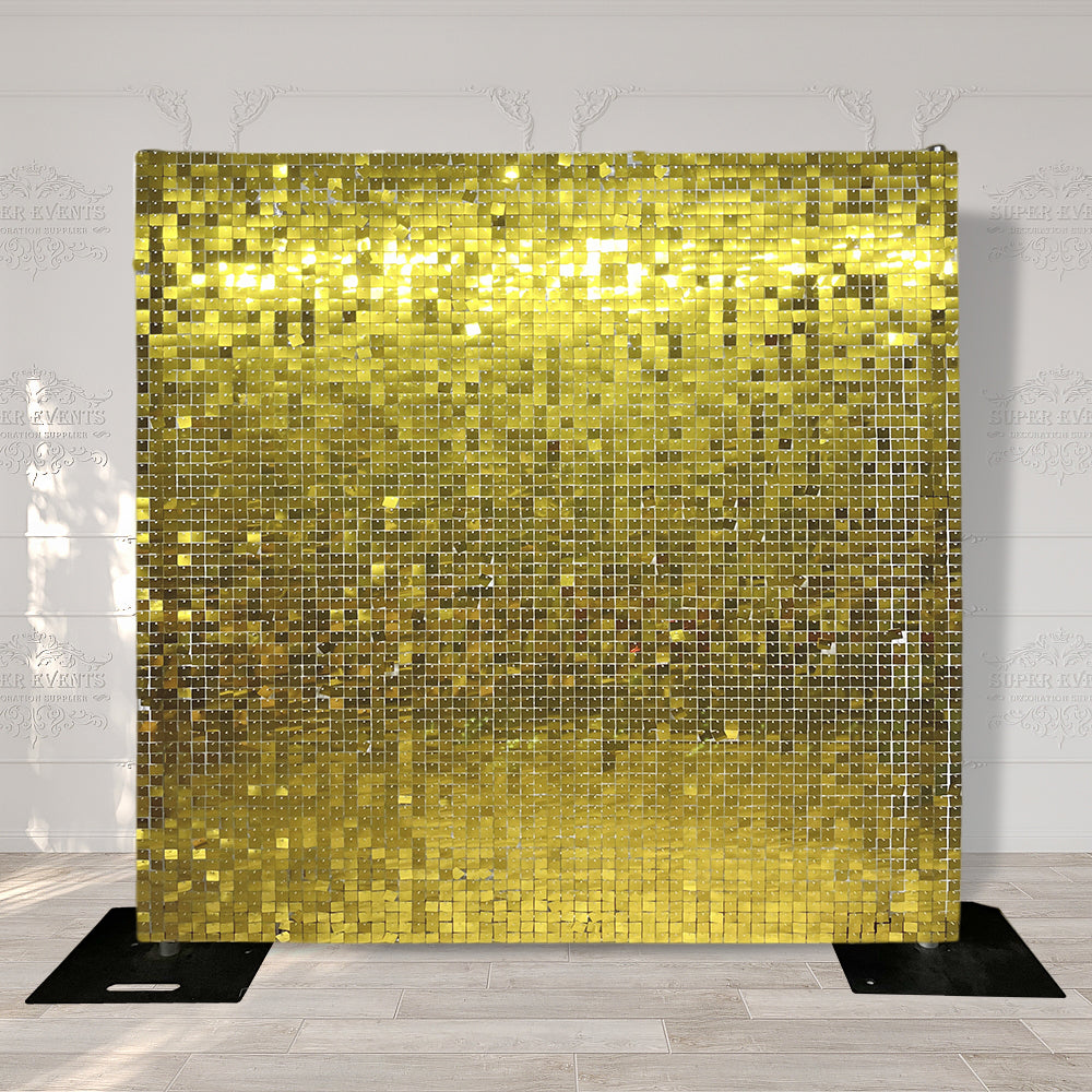 Shimmer Wall Panels / Clip Hole Backing & Square Sequins - Regular Gold