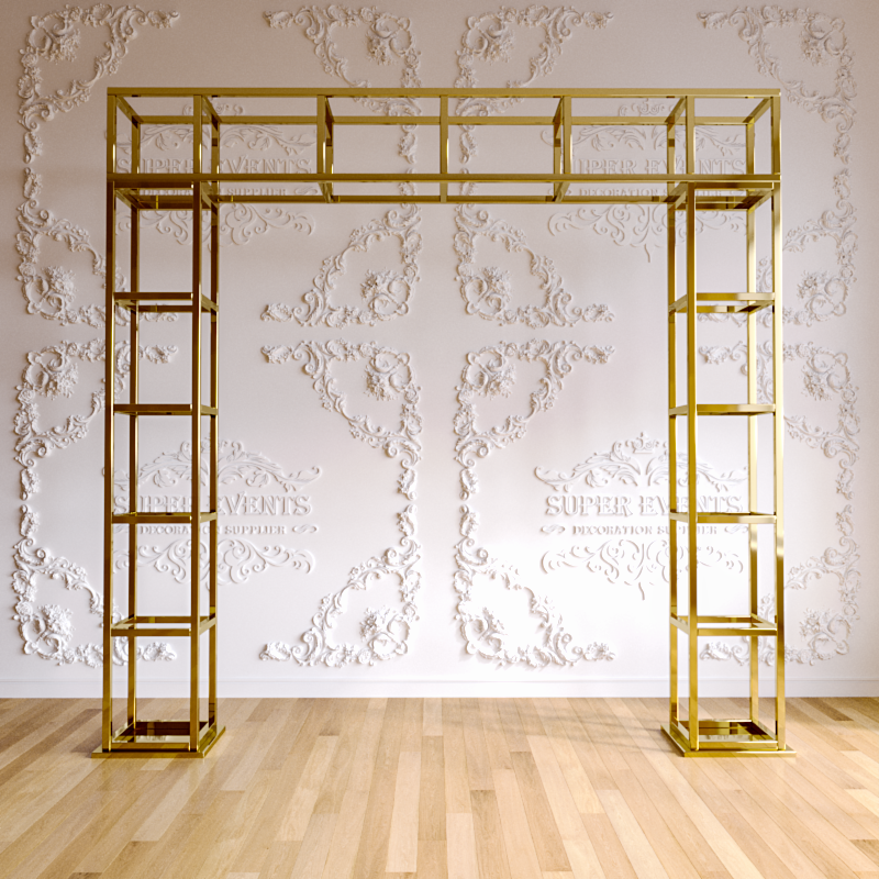 Stainless Steel Square Backdrop Frame Stand - Gold