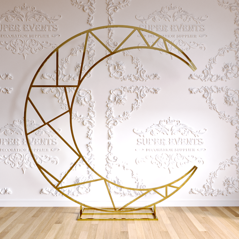 Metal Moon Shape Backdrop Stand - Gold/White