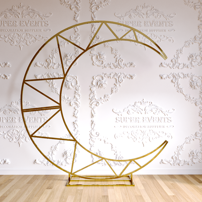 Metal Moon Shape Backdrop Stand - Gold/White