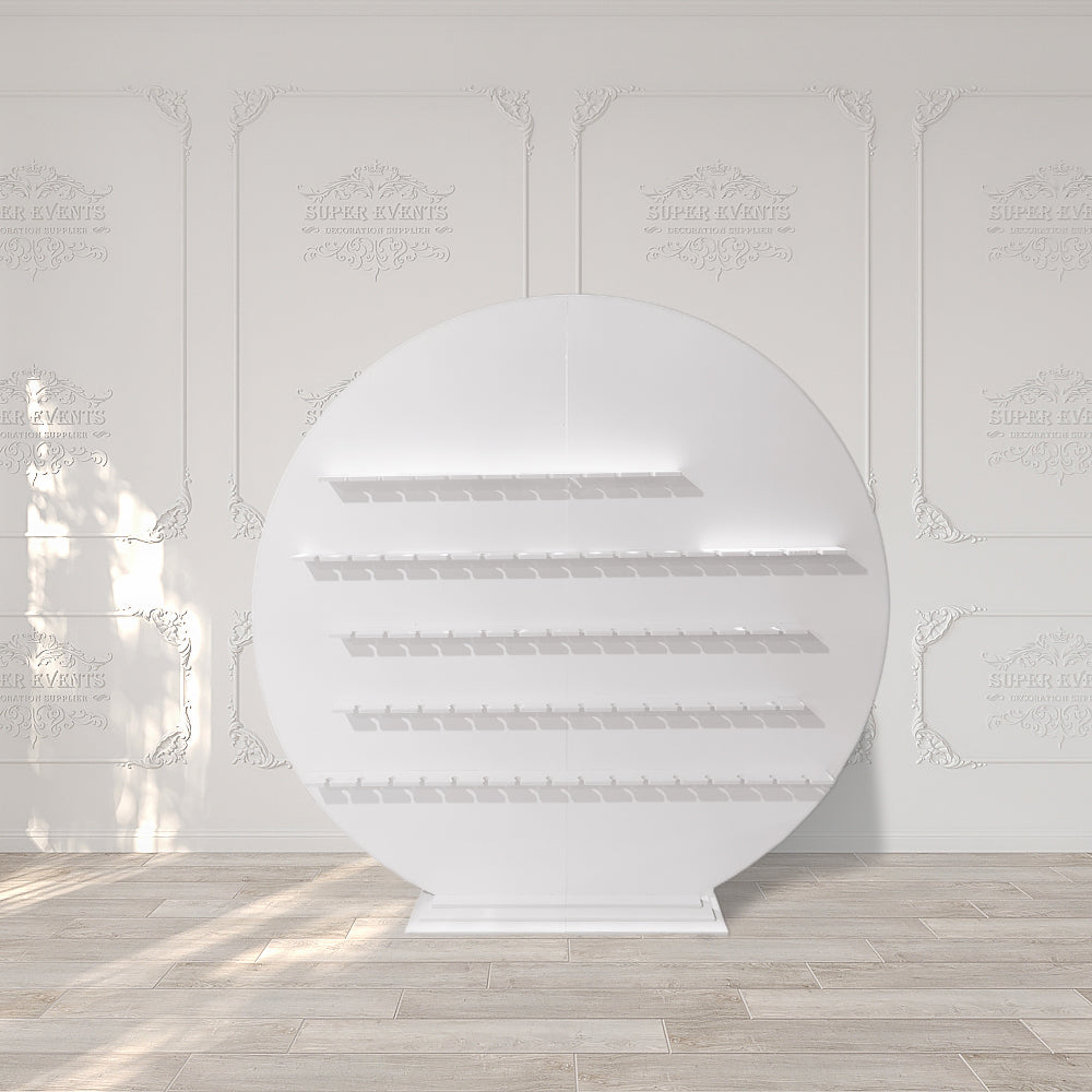 PVC Round Champagne Display Wall Shelf - White