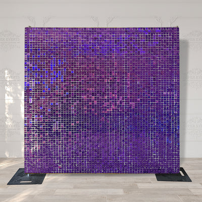 Shimmer Wall Panels / Black Backing & Square Sequins - Laser Blue Purple