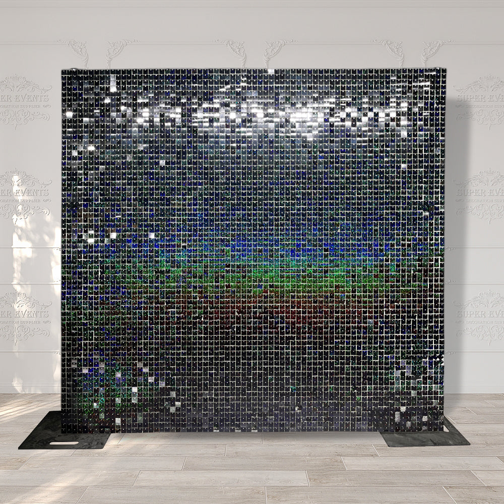 Shimmer Wall Panels / Black Backing & Square Sequins - Laser Black