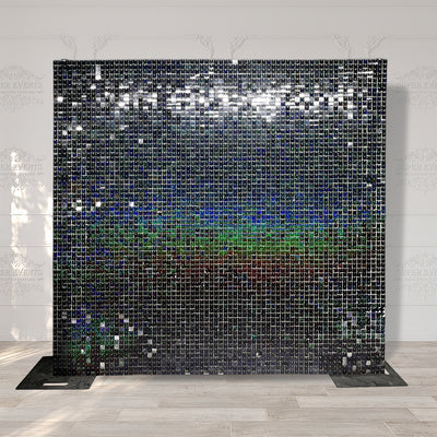 Shimmer Wall Panels / Black Backing & Square Sequins - Laser Black