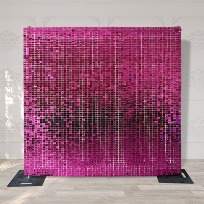 Shimmer Wall Panels / Black Backing & Square Sequins - Purple Red