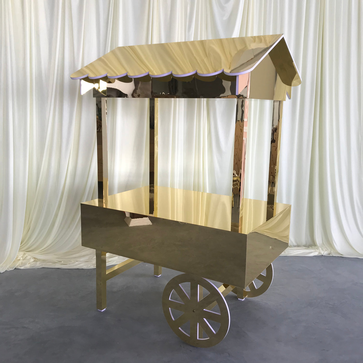 Acrylic+PVC Candy Dessert Cart with Wheels - Gold