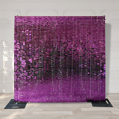 Easy Connect Shimmer Wall Panels / Transparent Grid Backing & Square Sequins - Purple