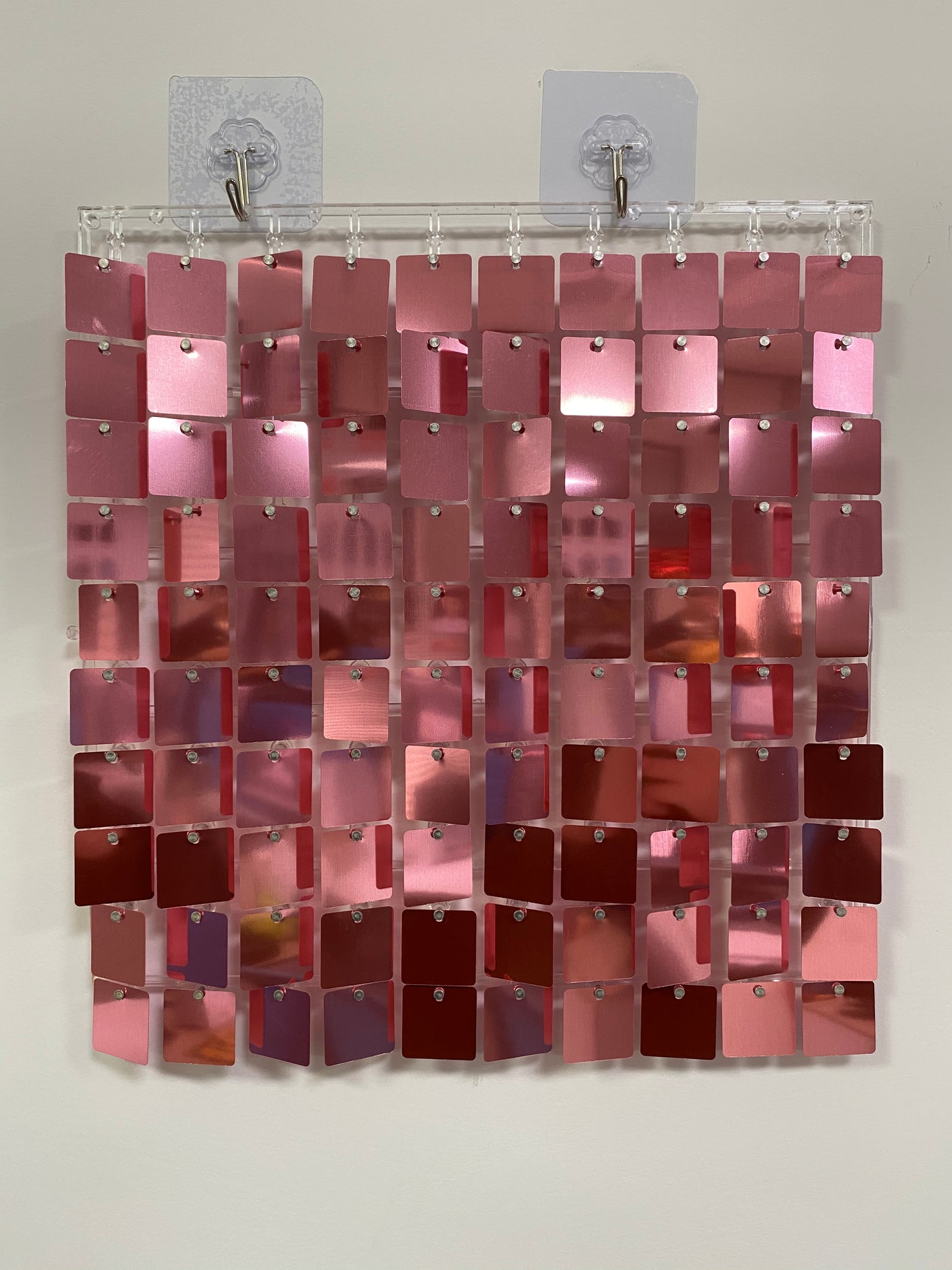 Easy Connect Shimmer Wall Panels / Transparent Grid Backing & Square Sequins - Rose Pink