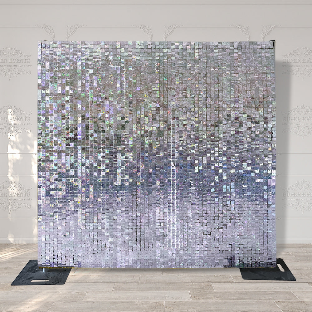 Shimmer Wall Panels / Black Backing & Square Sequins - Laser Silver