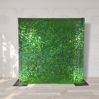 Shimmer Wall Panels / Clip Hole Backing & Square Sequins - Laser Green