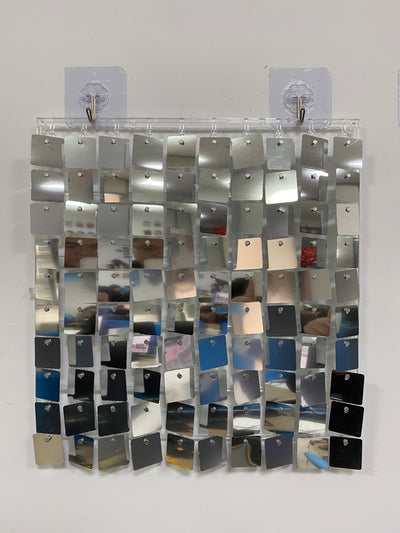 Easy Connect Shimmer Wall Panels / Transparent Grid Backing & Square Sequins - Silver