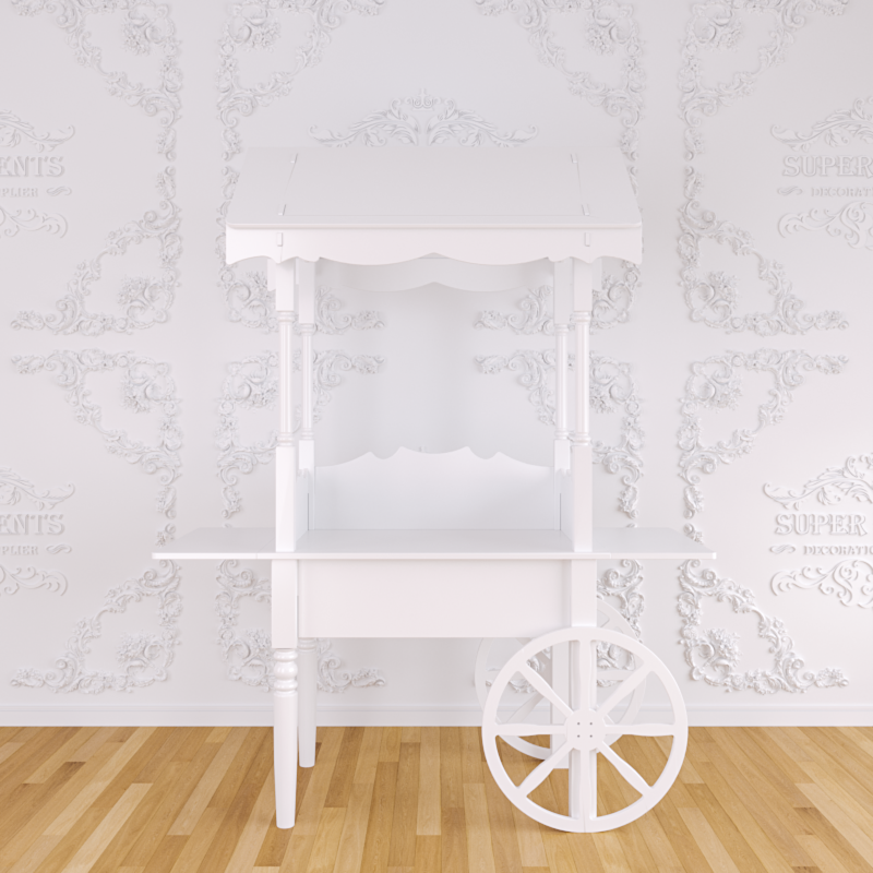 Wood Candy Dessert Cart with Wheels - White
